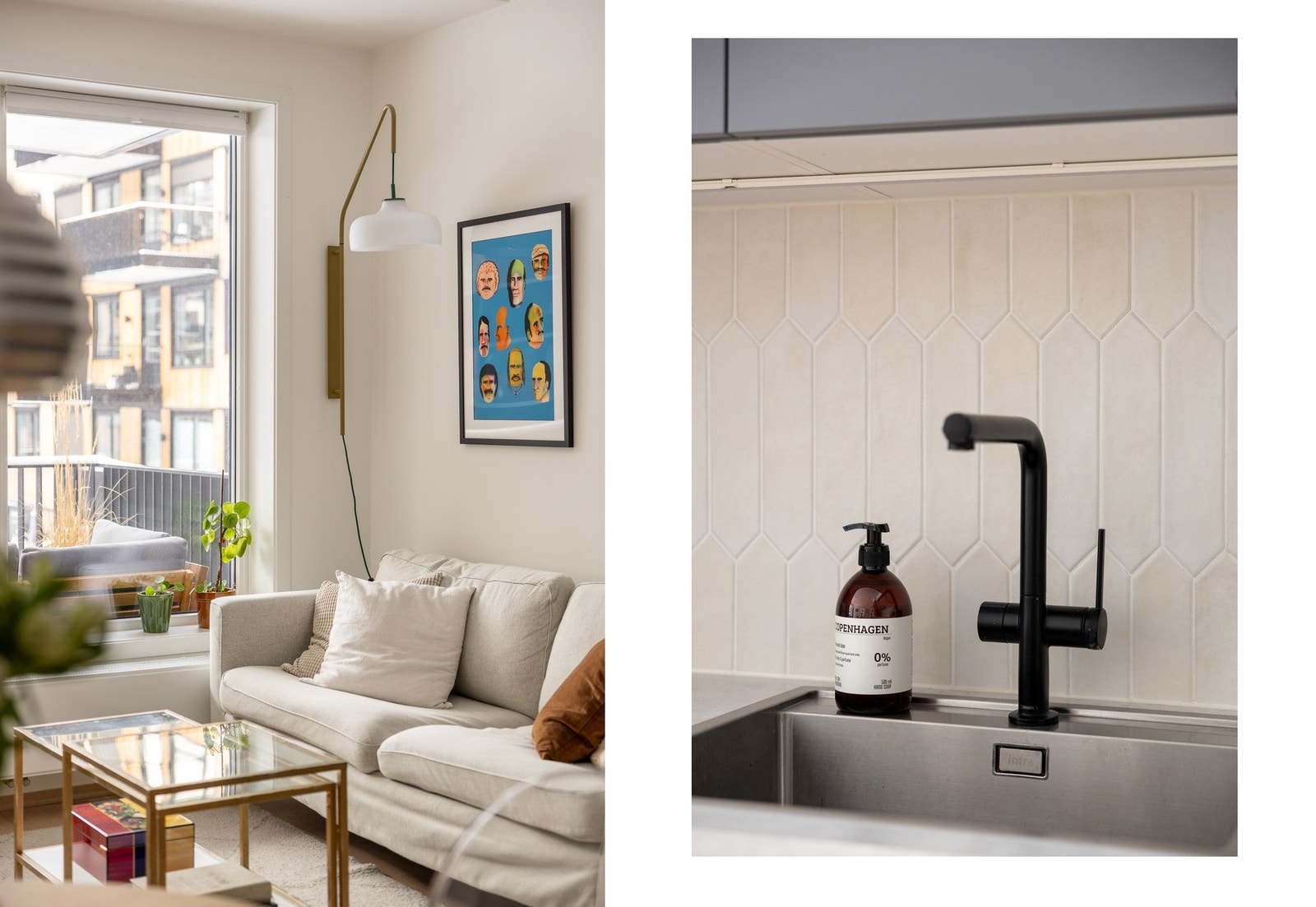 Veggflater over benkeplate med flisbelagte flater. Galleribilde