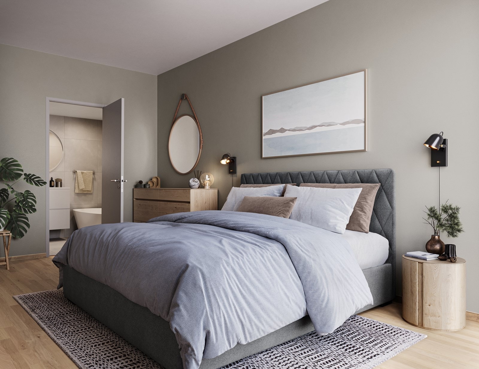 Illustrasjon fra soverom i prosjektet Galleribilde