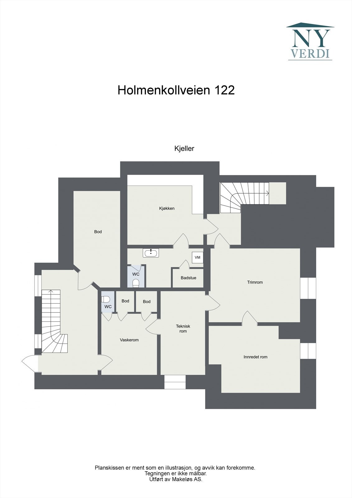 Plantegning kjeller. Galleribilde