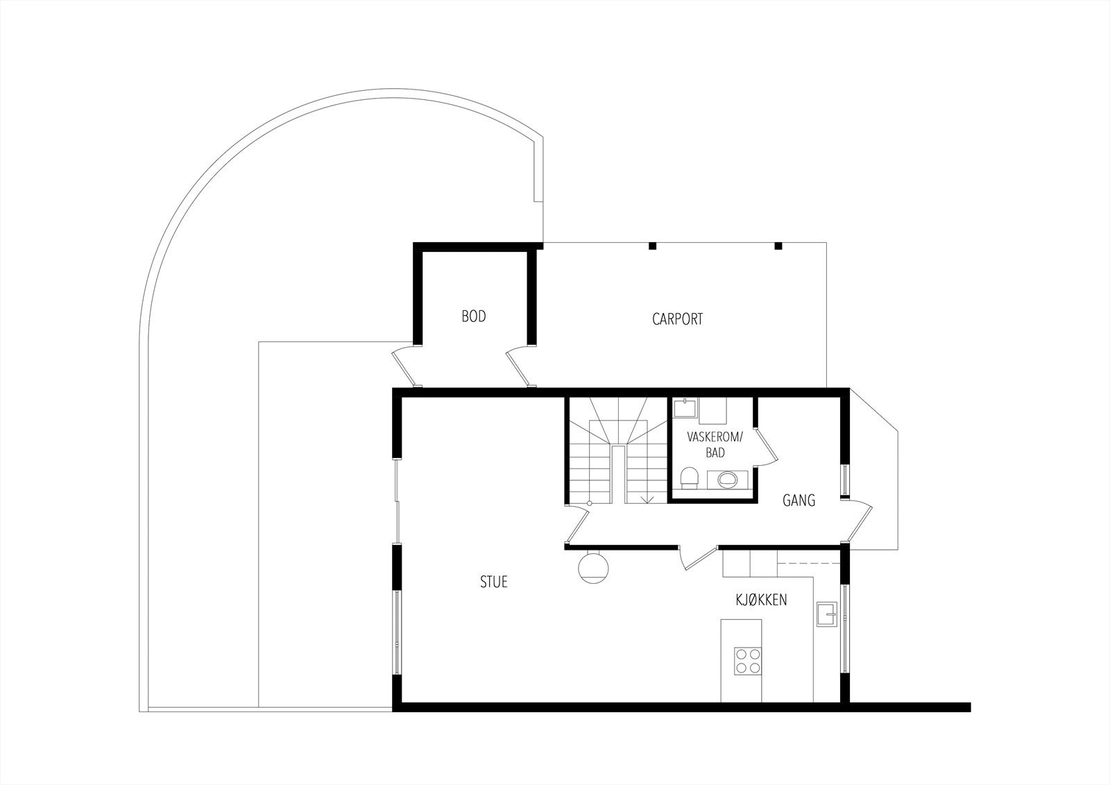 Plantegning 1. etasje Galleribilde