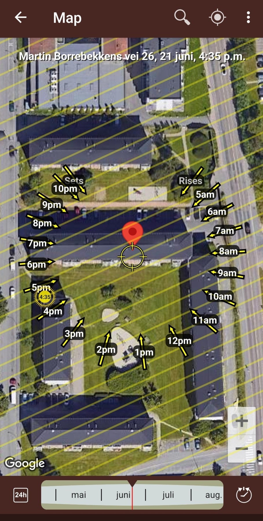 Solforhold midtsommers. Galleribilde