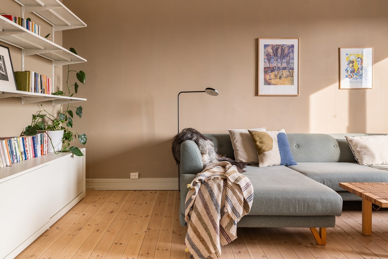 Leiligheten er malt i lyse og tidsriktige farger. Galleribilde