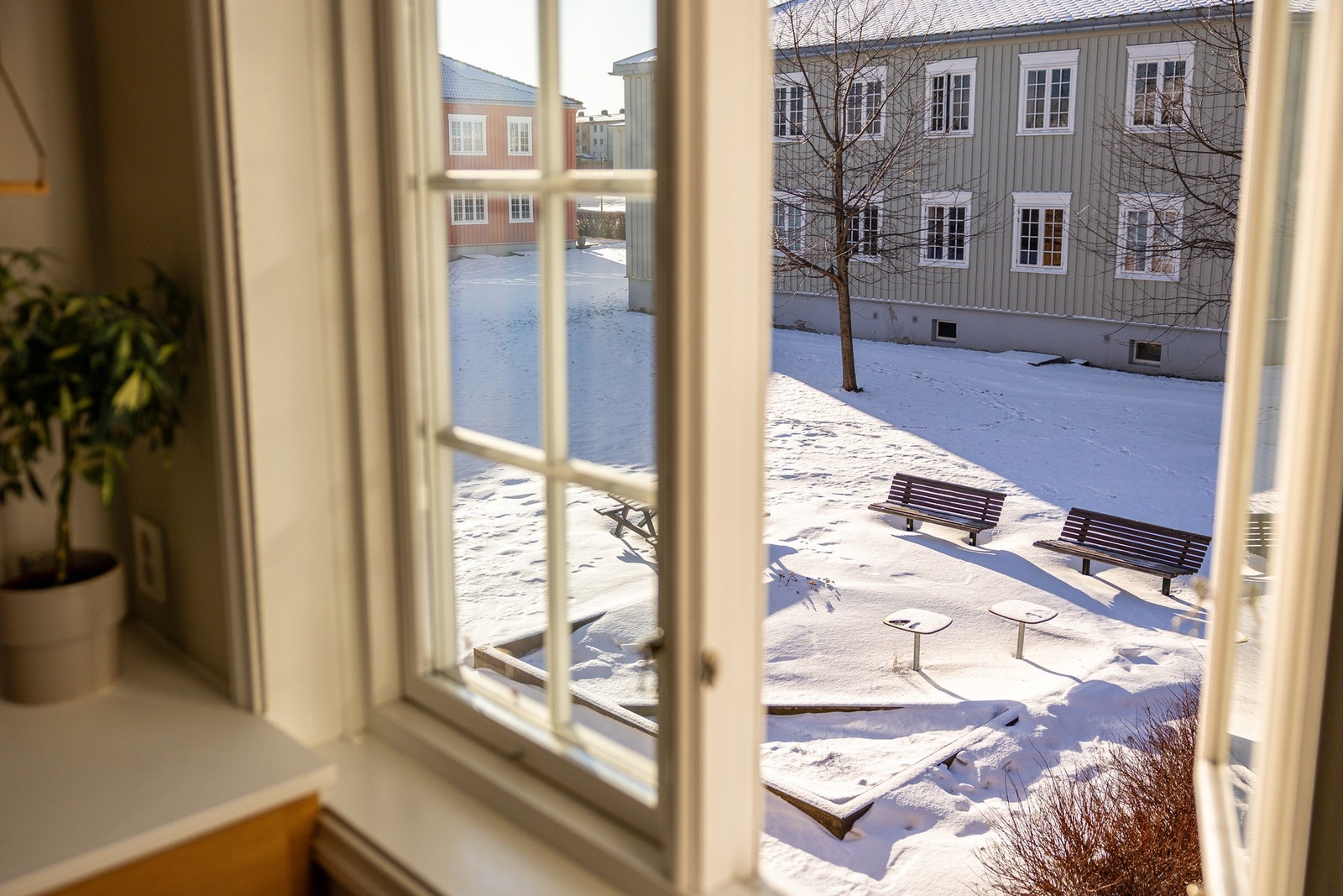 Hyggelig utsyn og tilgang på ekstra dagslys fra kjøkkenvinduet mot sør. Galleribilde