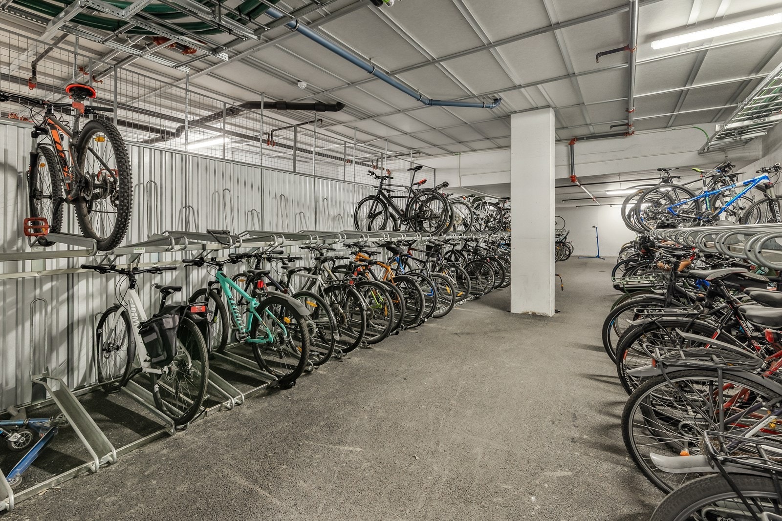 Sameiet har felles sykkelbod og sykkelparkering i garasjekjelleren Galleribilde