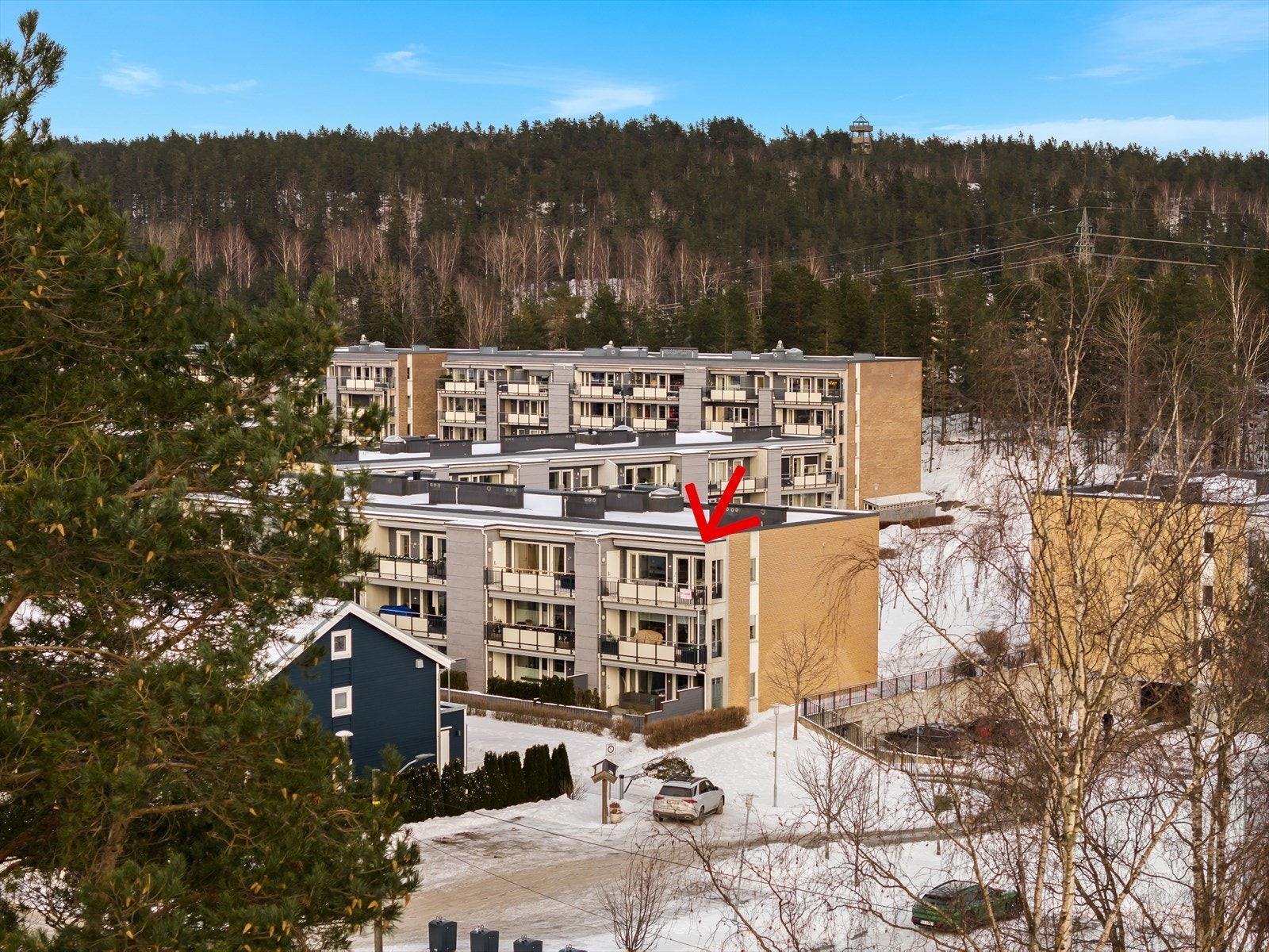 Godt vedlikeholdte felles arealer, med mye beplantning og pene blomsterbed, på sommerstid Galleribilde