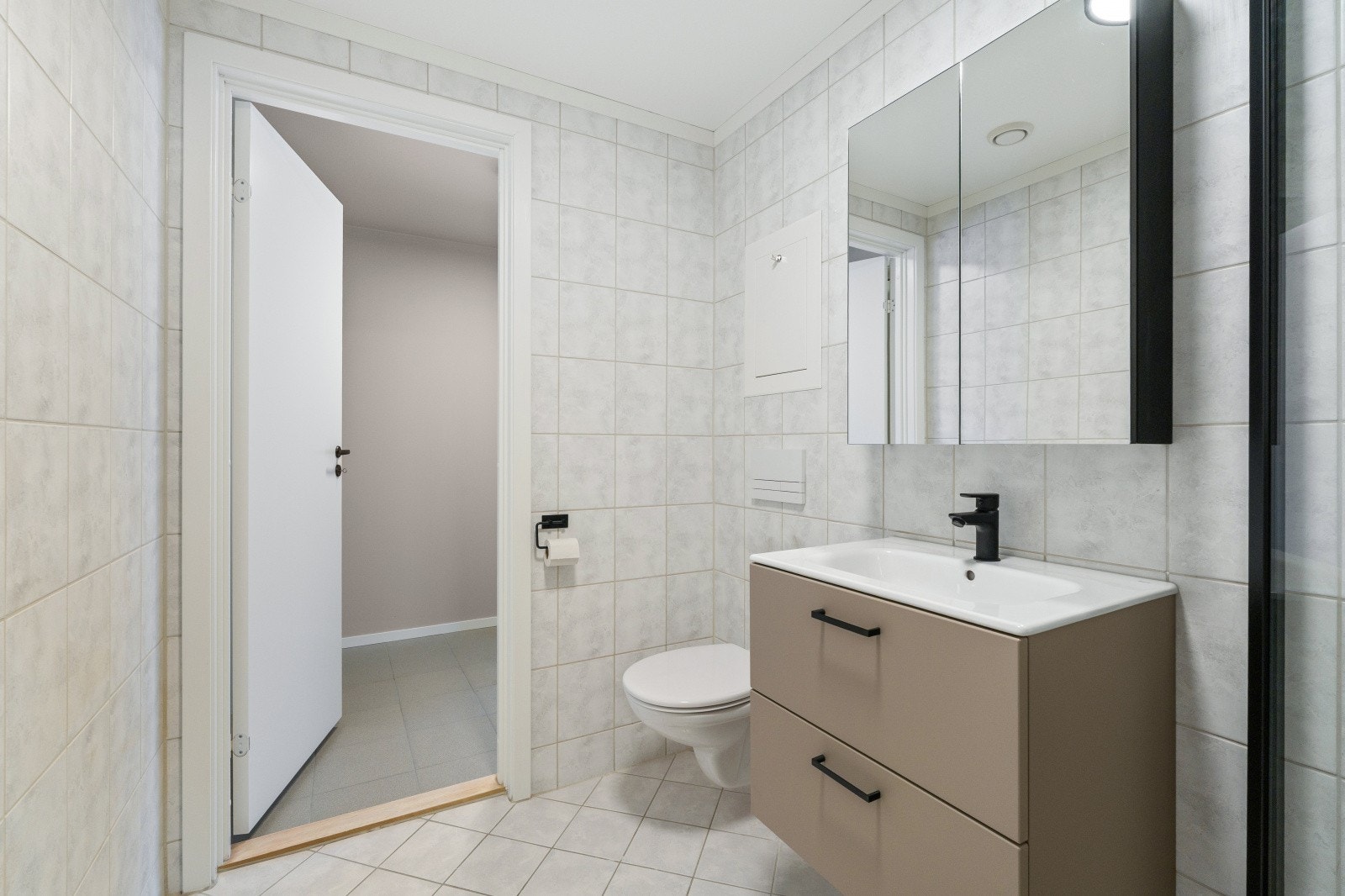 Det er også uttak for vaskemaskin på badet. Galleribilde