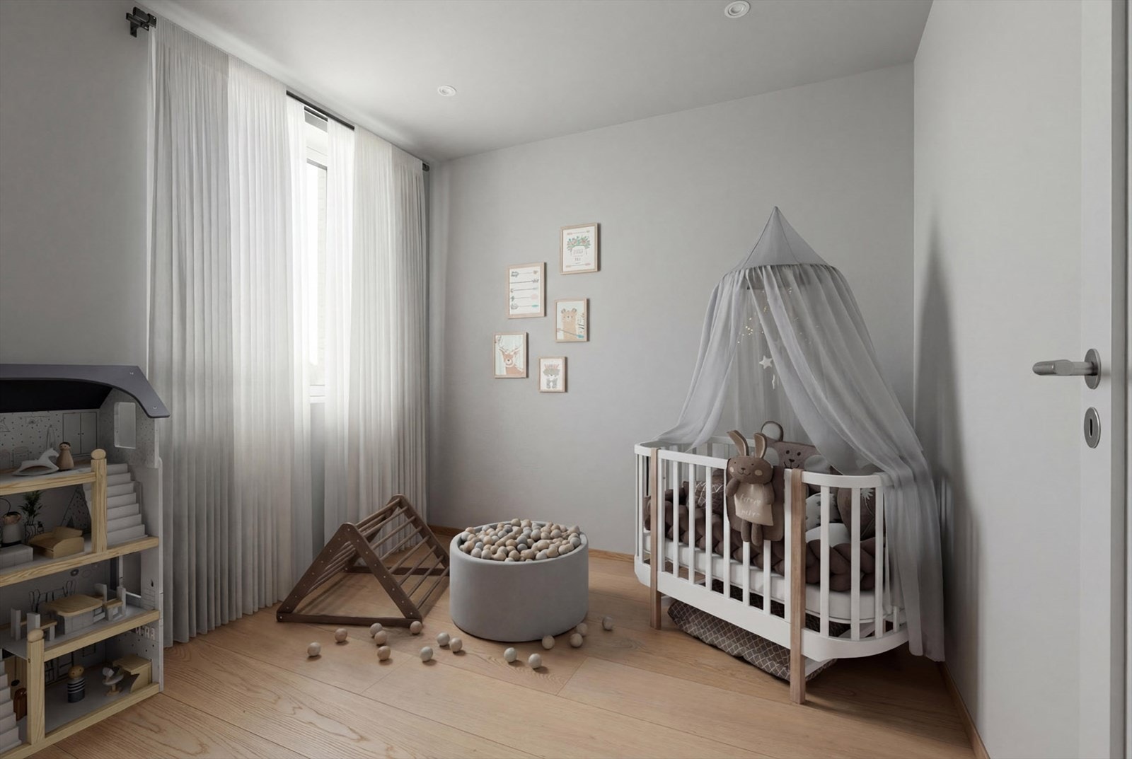 Leiligheten byr på tre soverom (bildet er digitalt møblert) Galleribilde