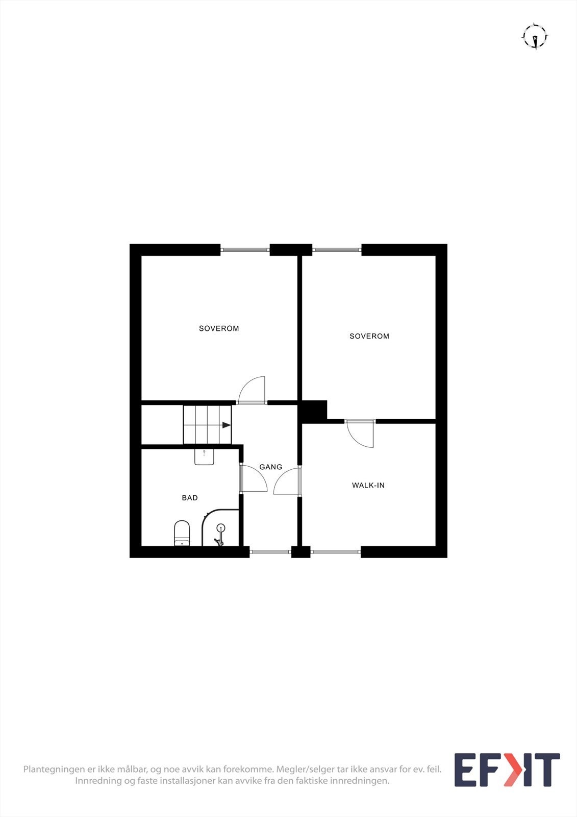 Andre etasje er en privat sone med tre soverom og bad. Galleribilde