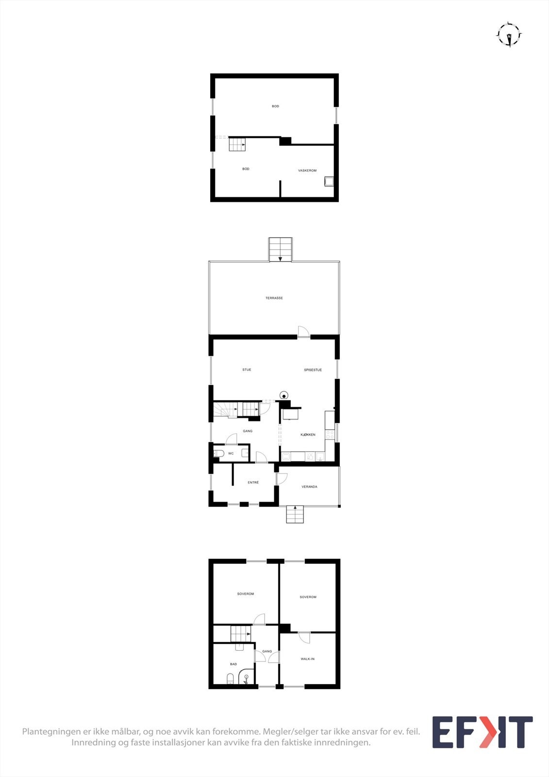 Plantegningene gir en god oversikt over boligens tre plan. Galleribilde