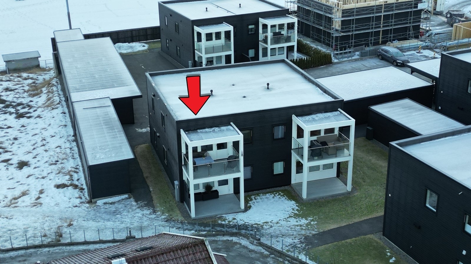 Leiligheita markert med rød pil Galleribilde