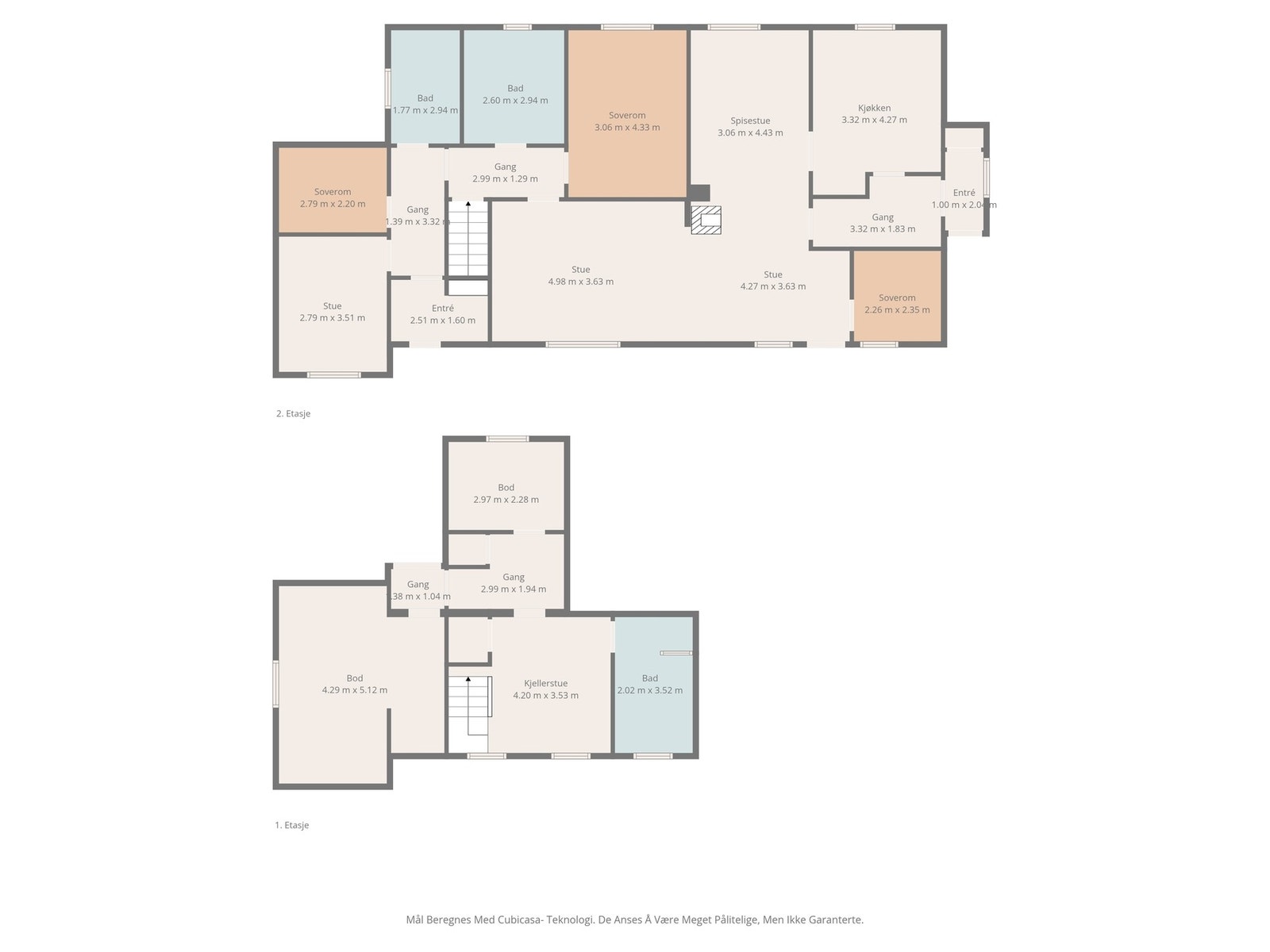 Plantegninger. Obs: Mål er ikke 100% nøyaktige. Galleribilde