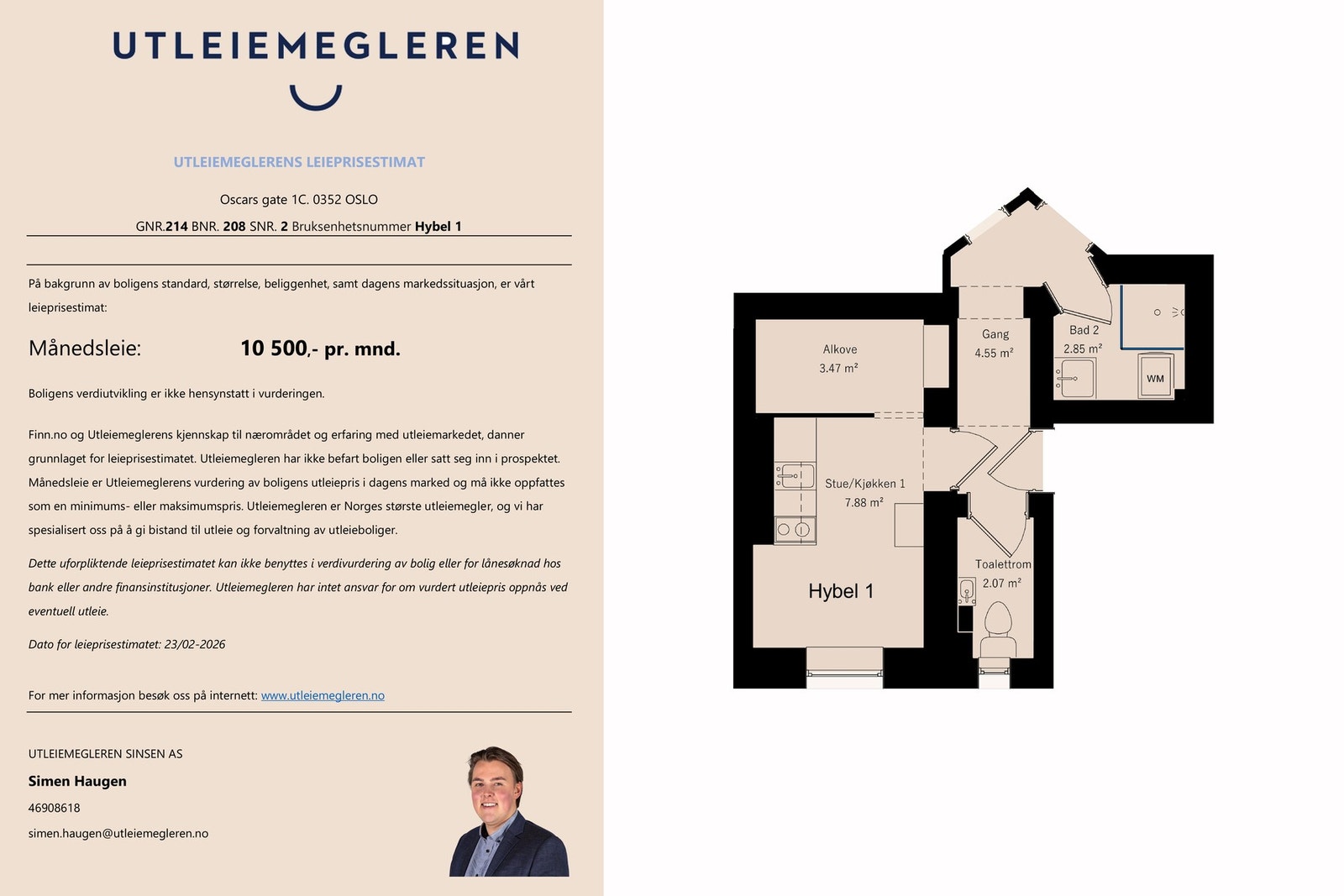 Hybel 1 med felles dusjbad og felles toalett. Se verdiestimering som PDF under fanen dokumenter i salgsoppgaven. Galleribilde