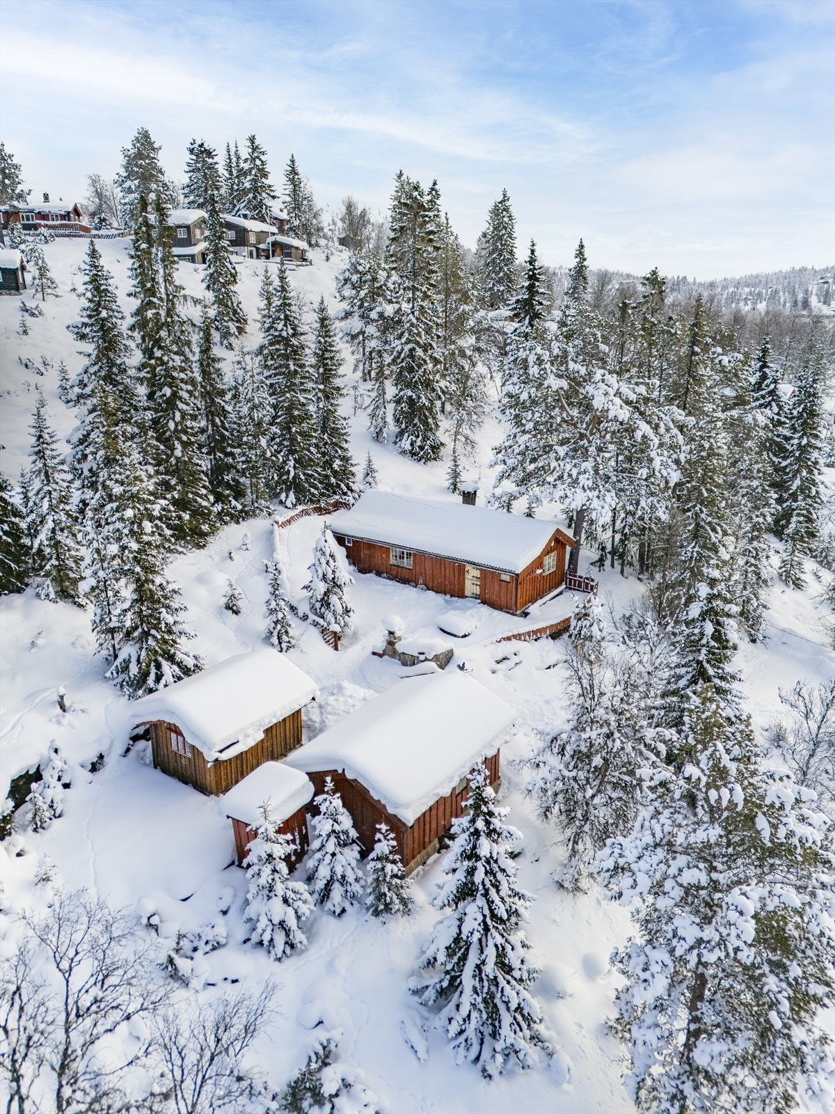 Eiendommen ligger på en høyde i terrenget, med flott utsikt og gode lysforhold. Galleribilde
