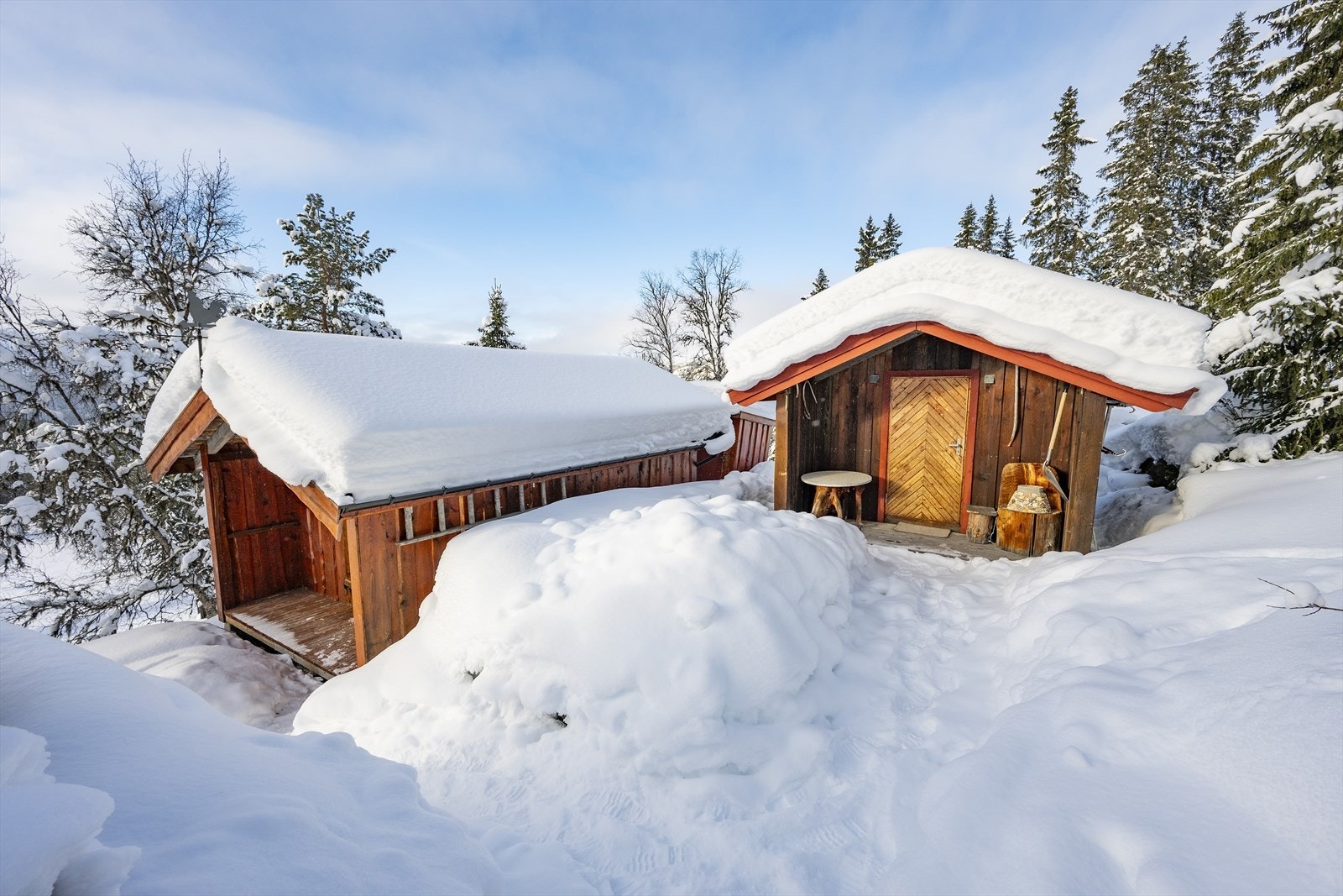 Her ser vi uthuset, annekset og utedoen, som er separate bygninger på eiendommen. Galleribilde