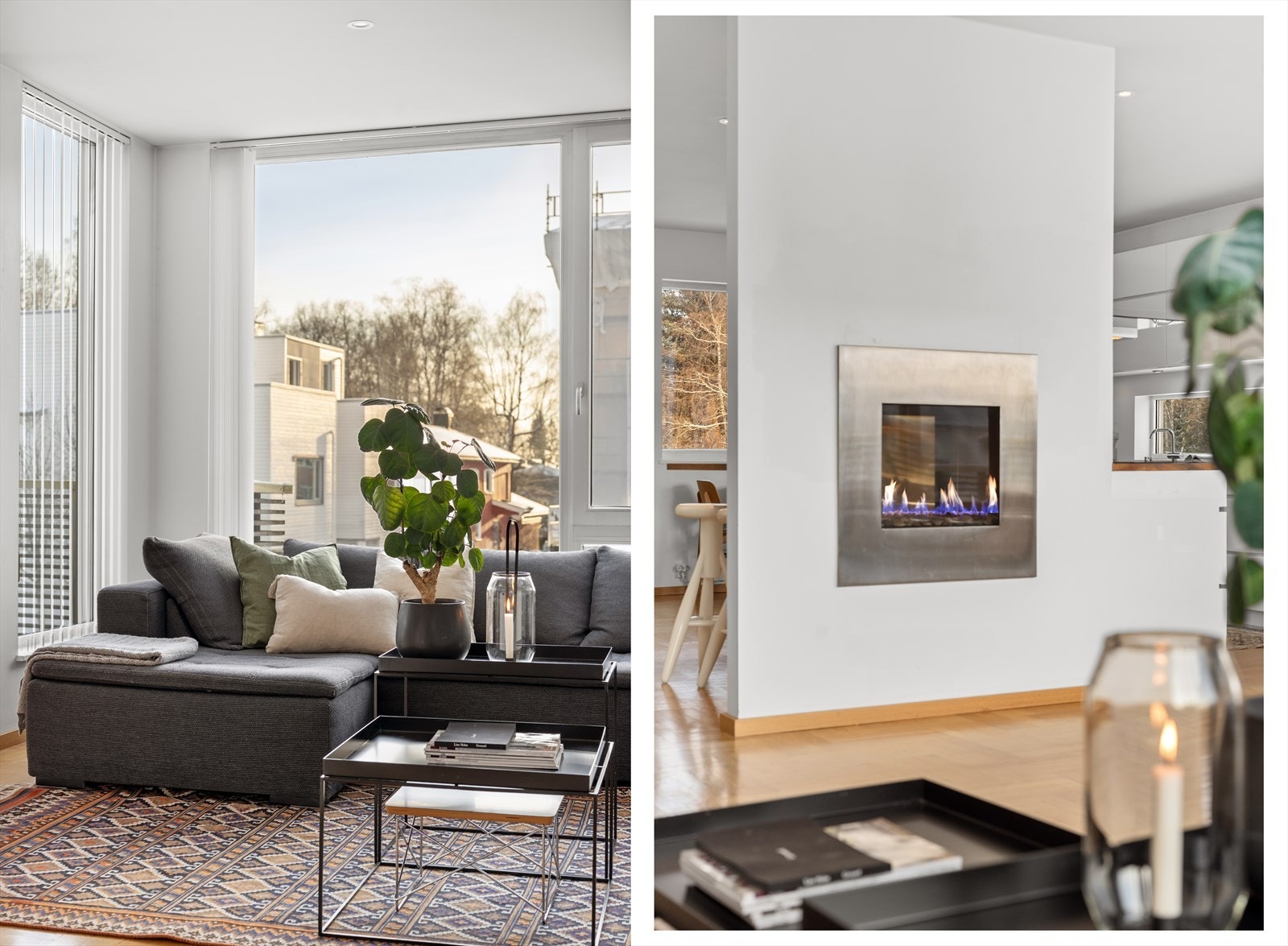 I stuen er det rause vindusflater som slipper inn rikelig med naturlig sollys, samt gir fin utsikt over nærområdet Galleribilde