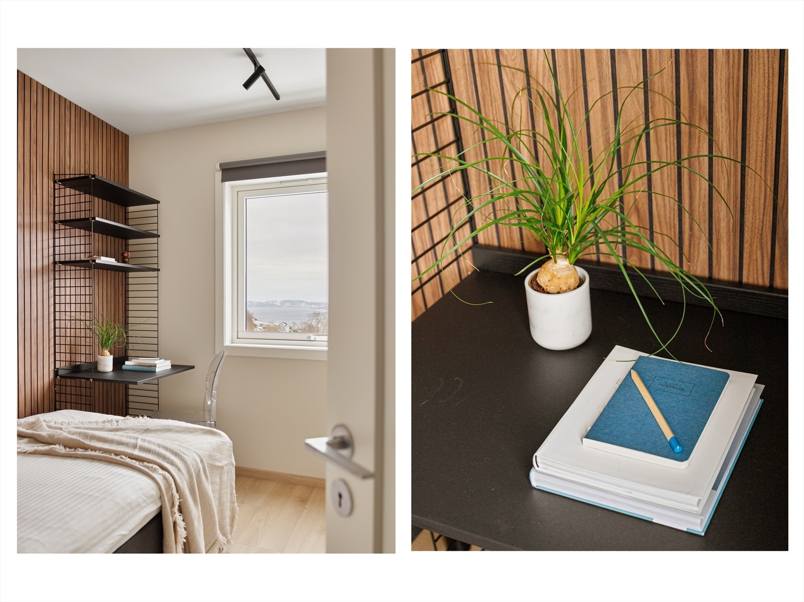 Rommet har plass til både seng, garderobeløsning og pult. Galleribilde