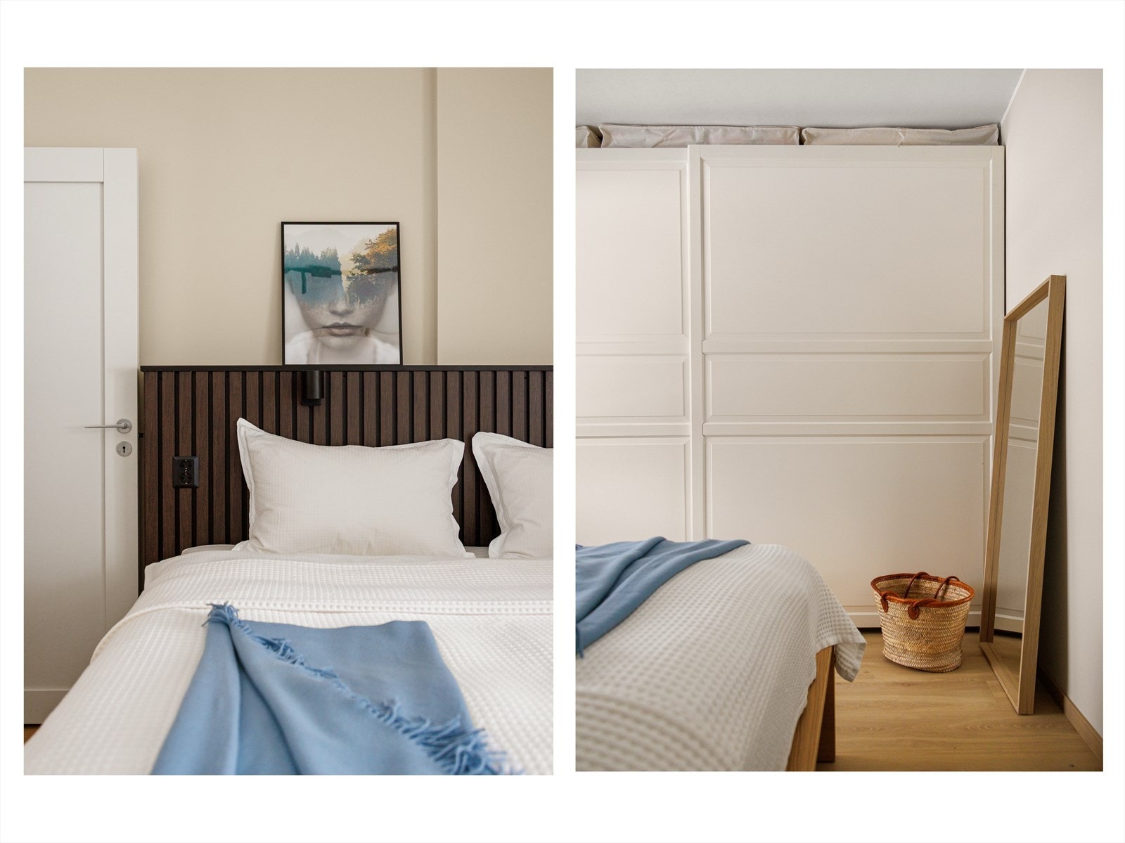 Her er det innredet med en lekker plassbygd sengegavl med integrerte stikkontakter og lys. Galleribilde