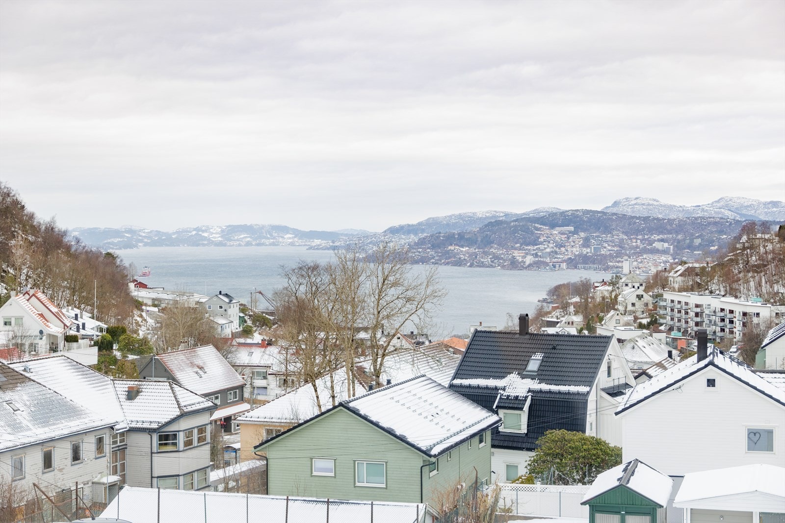 Fra leiligheten har man flott utsikt over nærområdet, byfjorden og byfjellene! Galleribilde