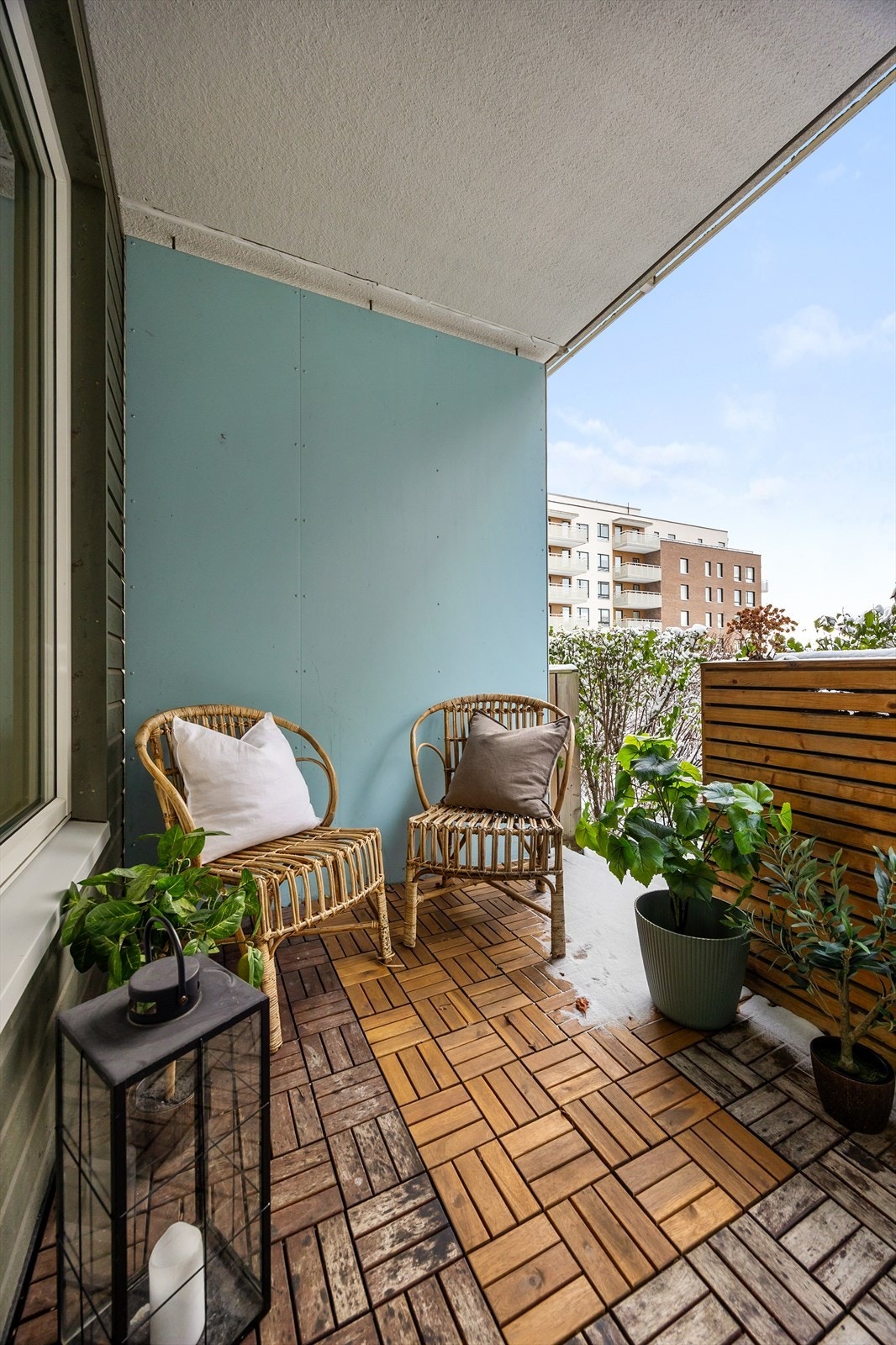 En privat uteplass med enkel adkomst fra leiligheten. Galleribilde