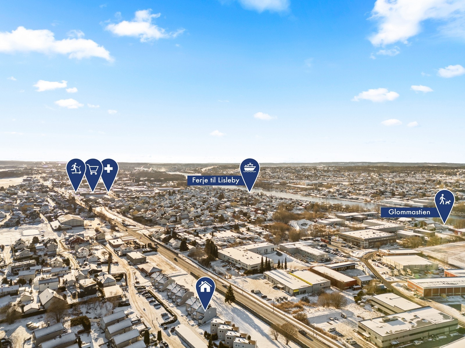 Fra boligen er det kort avstand til både skoler, barnehager og servicetilbud. Galleribilde