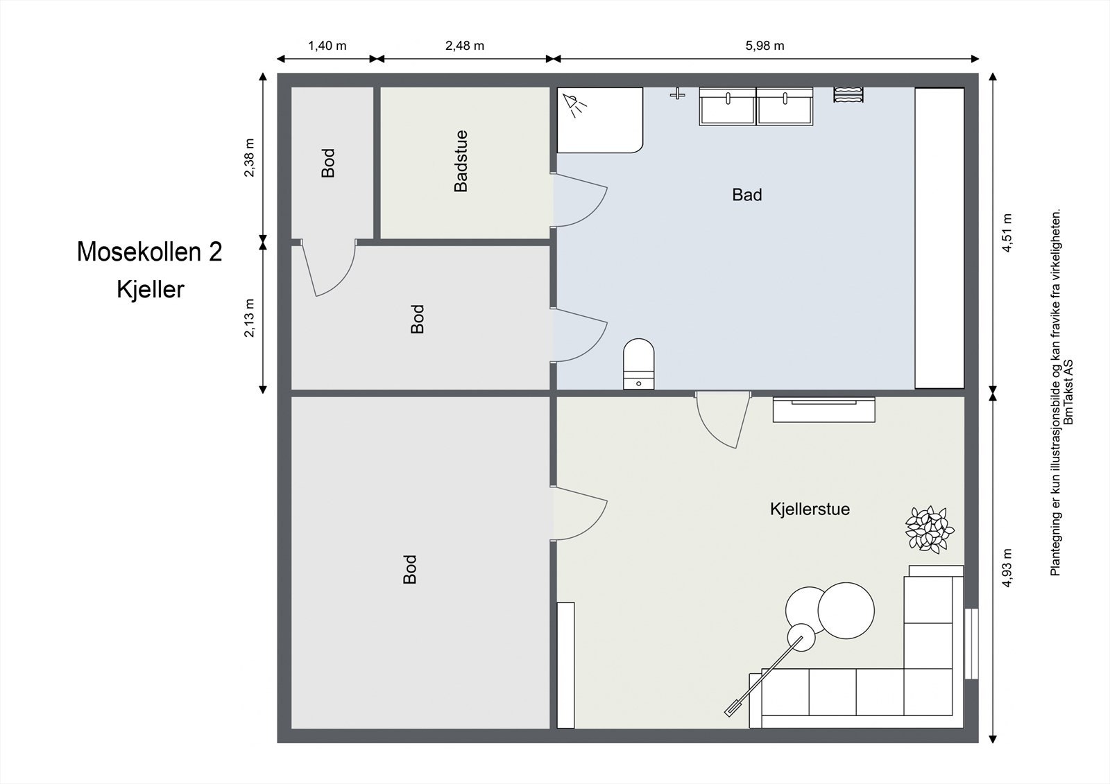 Dagens planløsning i kjeller. Galleribilde