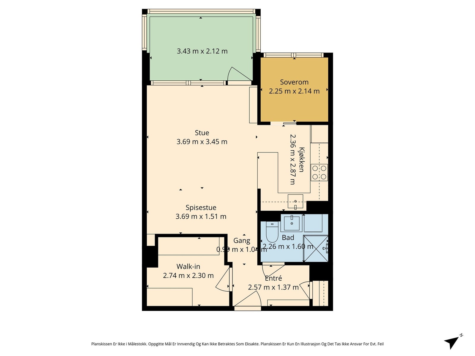 Boligens planløsning. Galleribilde