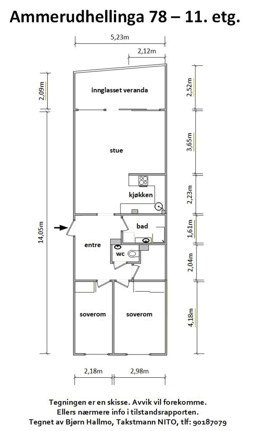 Ammerudhellinga 78 - Tegning. Galleribilde