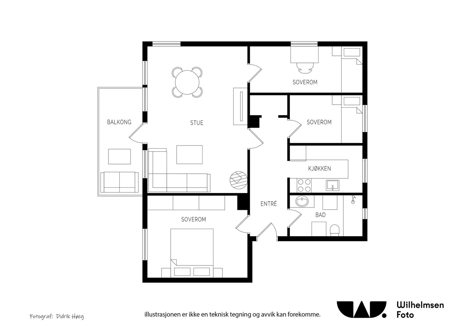 Leilighetens planløsning - I tillegg er det 3 eksterne boder Galleribilde