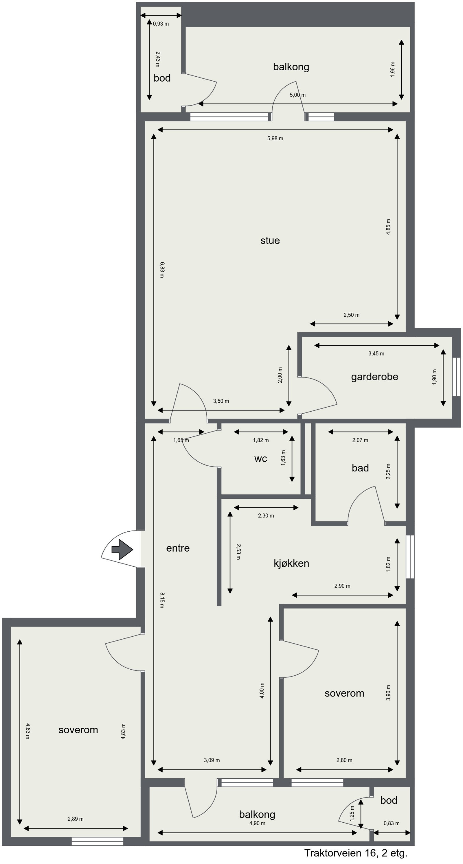 Skisse med mål. Galleribilde