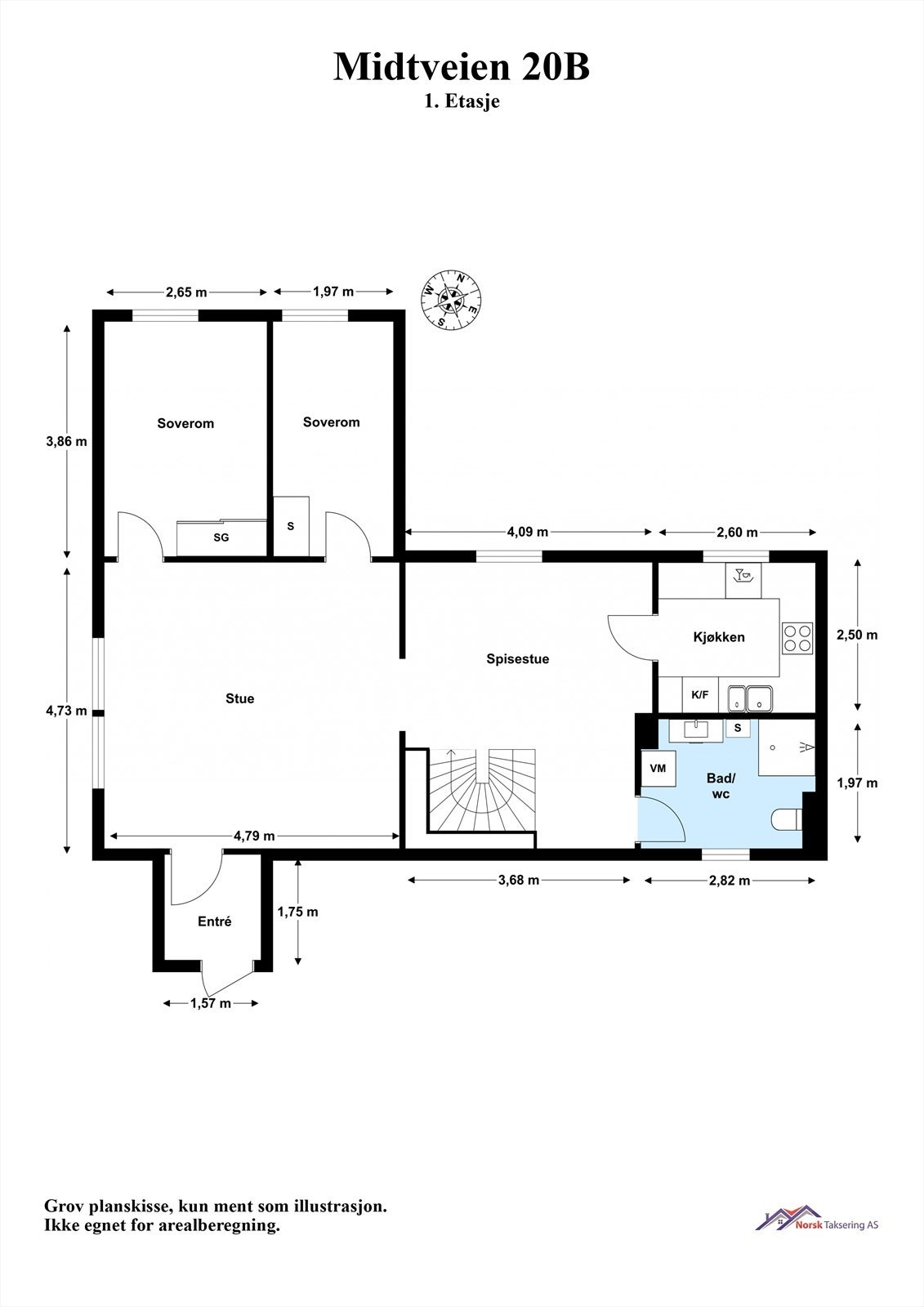 Plantegning med mål. Galleribilde