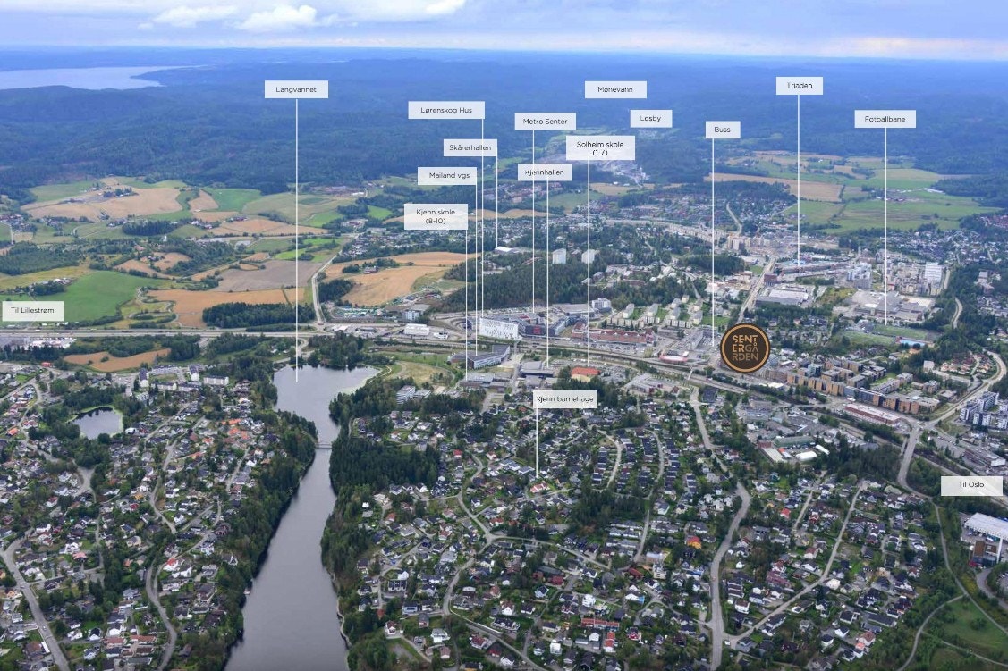 Leiligheten har en svært sentral beliggenhet i sentrum av Lørenskog. Galleribilde