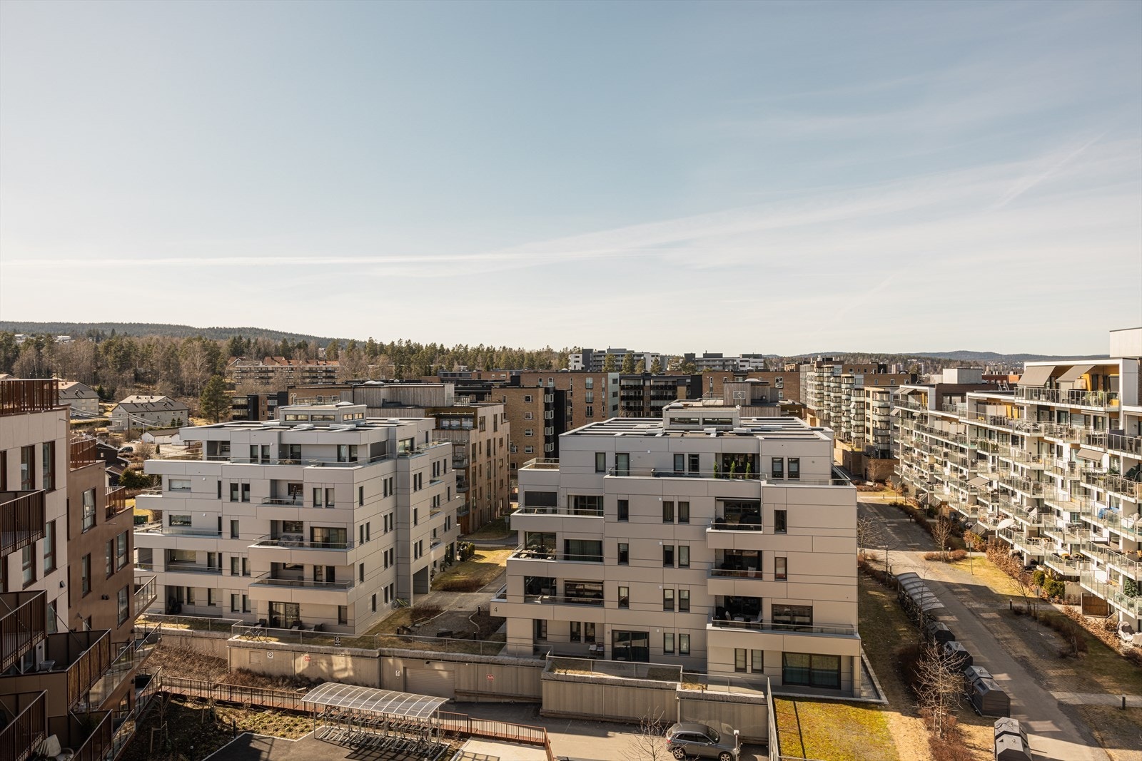 Utsikt fra felles takterrasse. Galleribilde