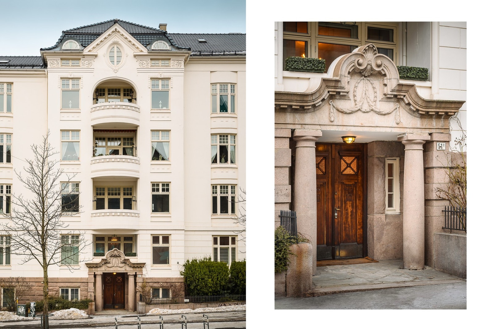 En klassisk bygård i vakker jugendstil fra 1912 med en flott, pusset teglsteinsfasade og karakteristiske detaljer. Galleribilde