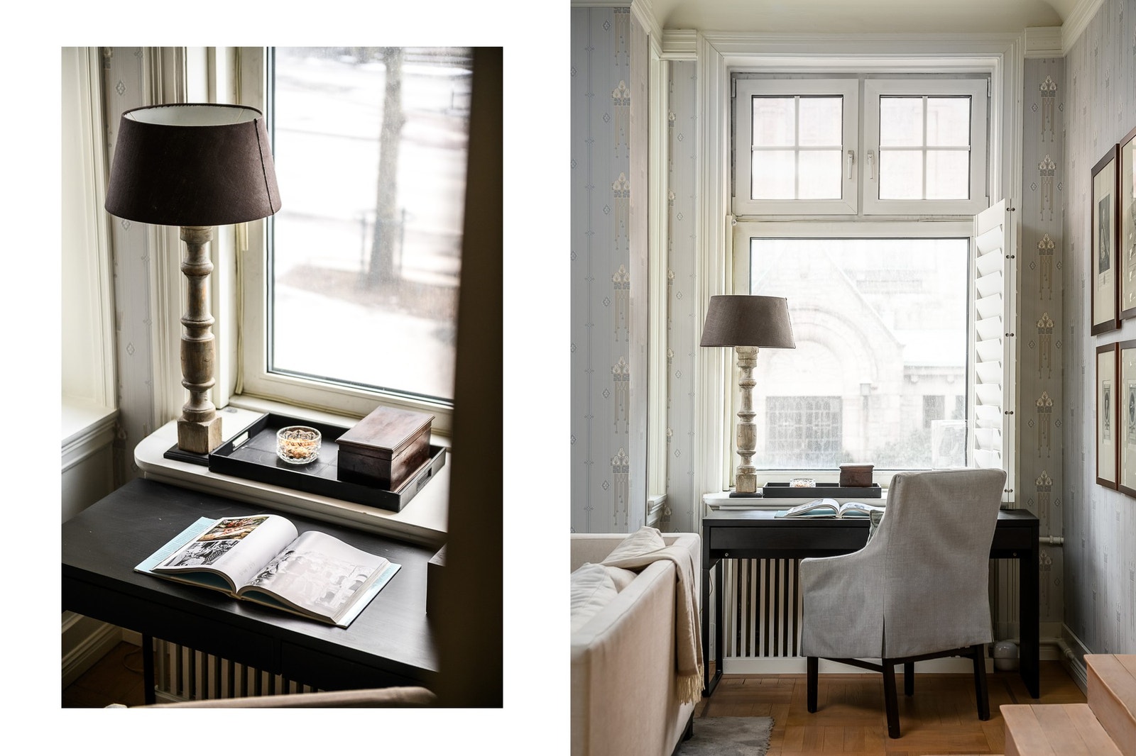 Store vindusflater slipper inn rikelig med naturlig lys og fremhever rommets klassiske uttrykk. Galleribilde