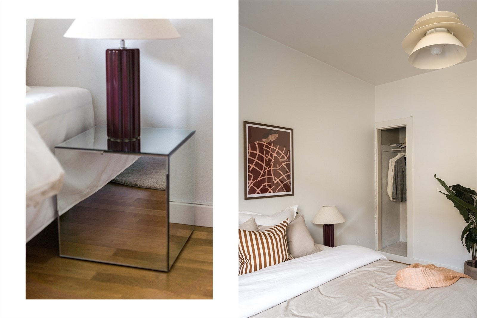 Her er det god plass til nattbord på begge sider av sengen. Galleribilde