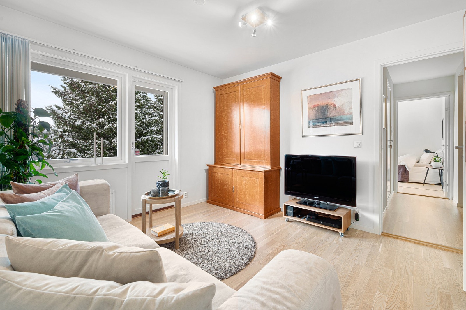 Soverommet er i dag innredet som ekstra stue. Galleribilde