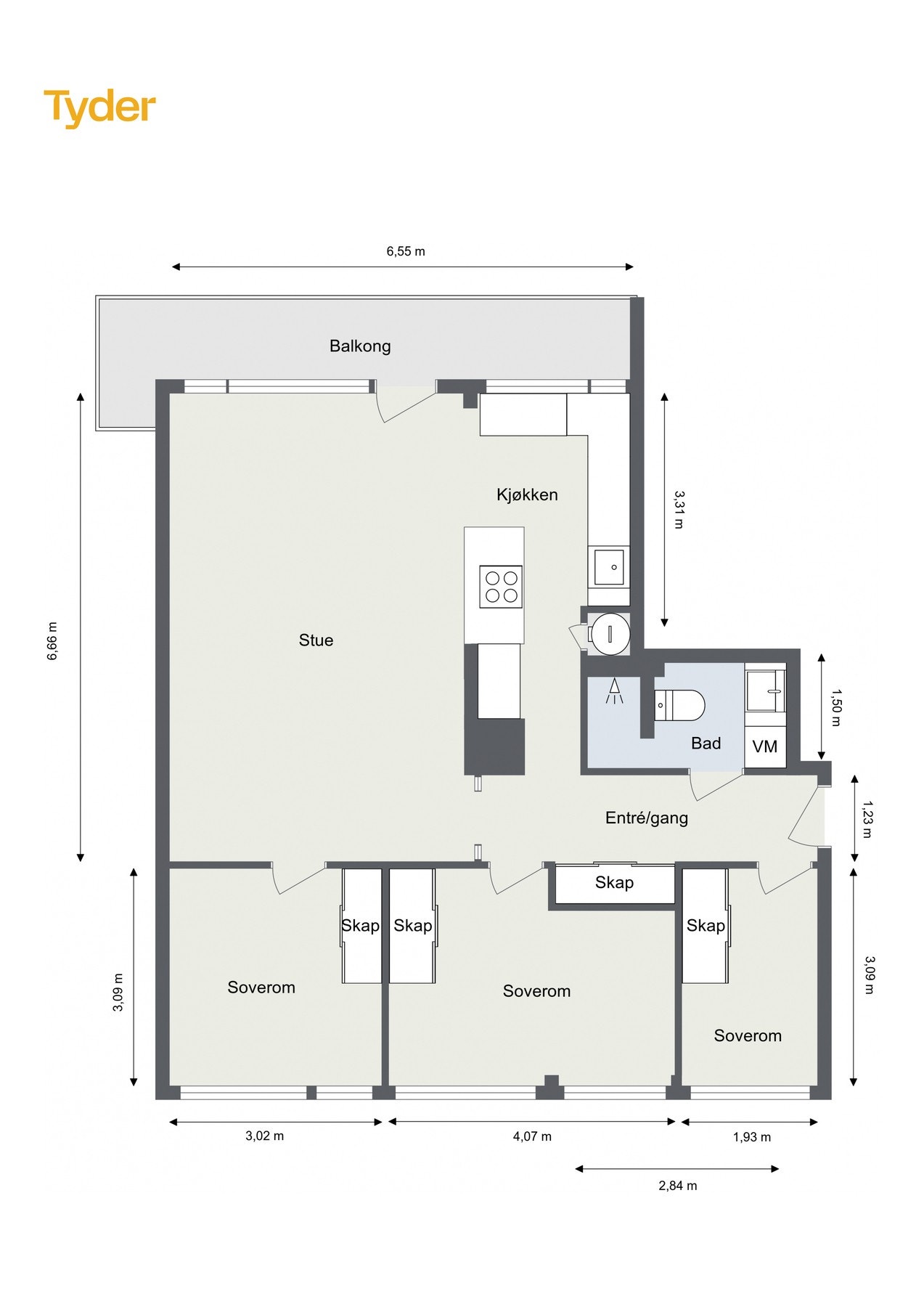 Plantegning 3. etasje. Galleribilde