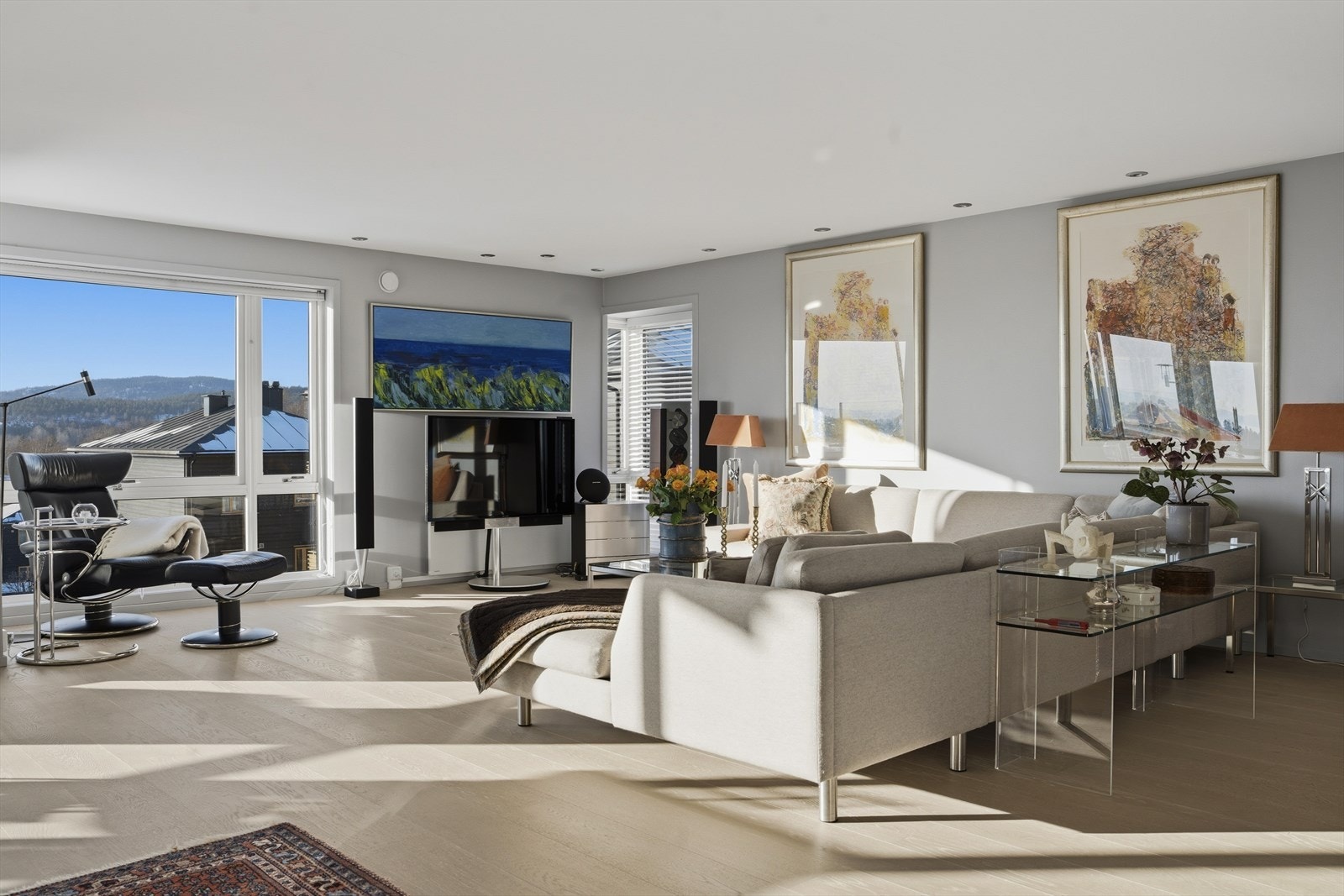 Meget pen en-stavs parkett på gulvet Galleribilde