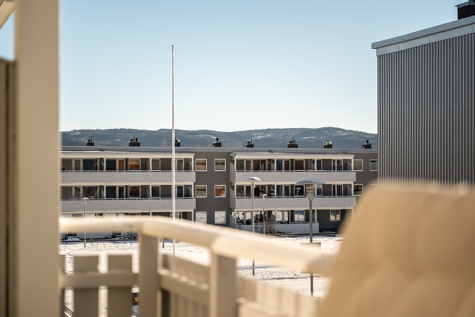 Bygget har felles sykkelbod for beboerne. Galleribilde