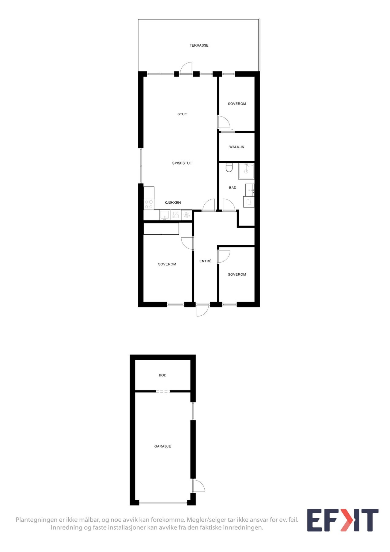 Plantegning som viser planløsningen over boligen. Galleribilde