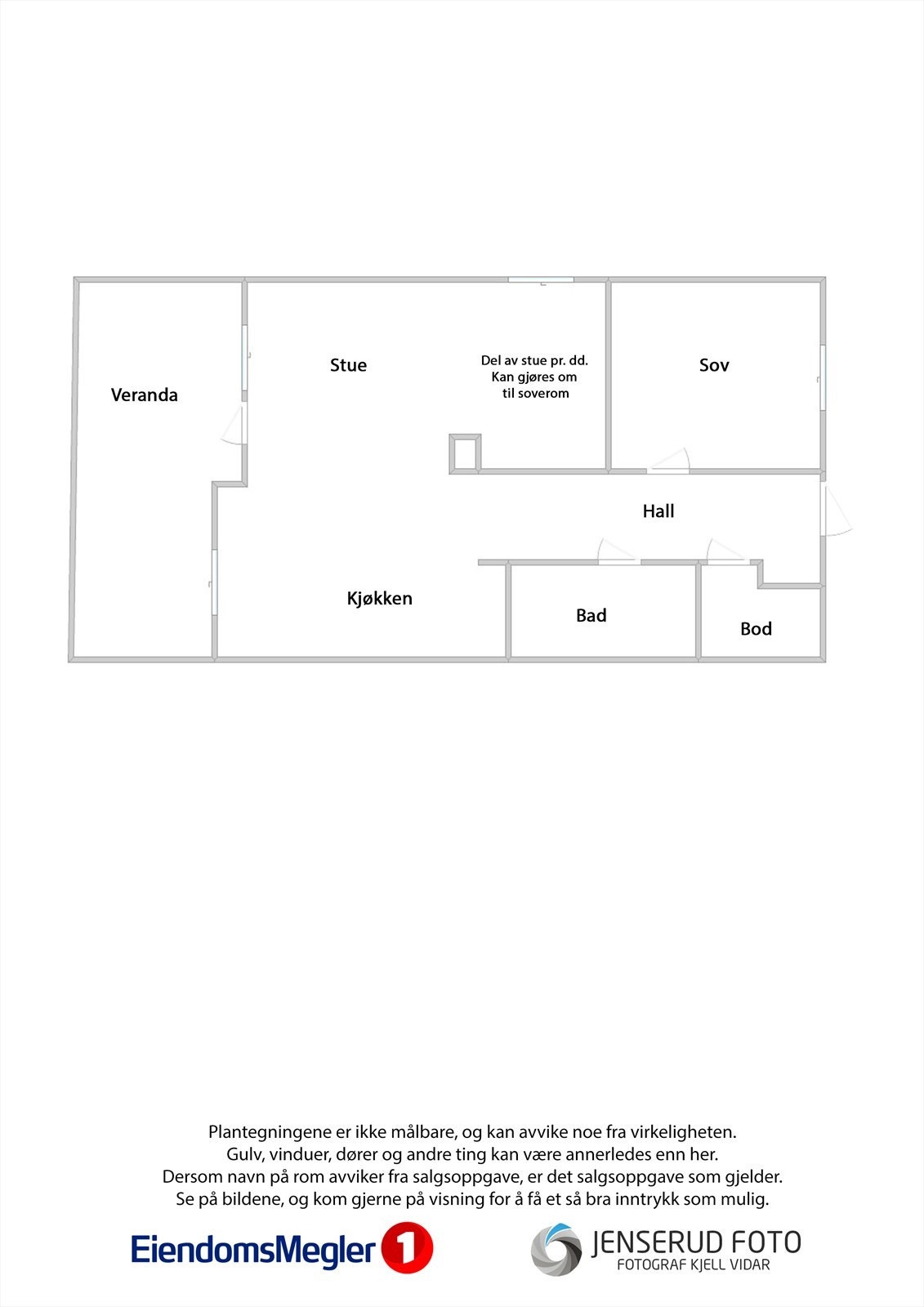 Leiligheten på 80 m² har en effektiv planløsning med ett soverom, bod og åpen stue/kjøkken. Galleribilde