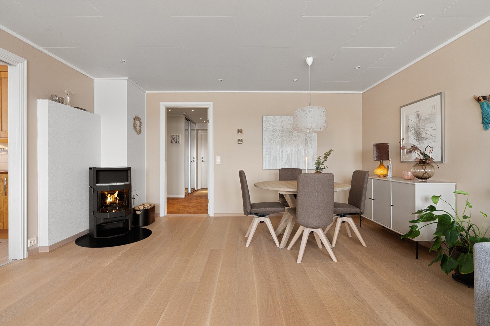 Vedfyring i stuen sikrer både en behagelig temperatur samt reduserte energikostnader.