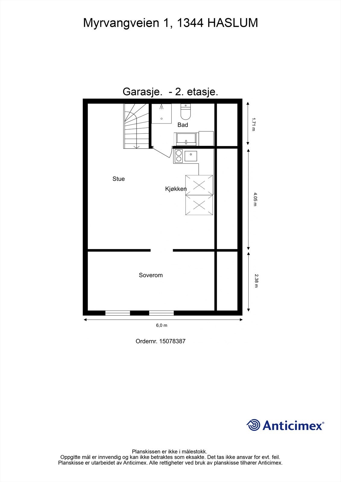 Plantegning-Garasje. - 2. etasje. (Garasjen er ikke godkjent til varig opphold) Galleribilde