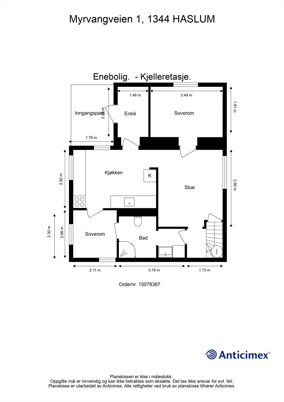 Plantegning Underetasje - pr idag Utleid. Galleribilde