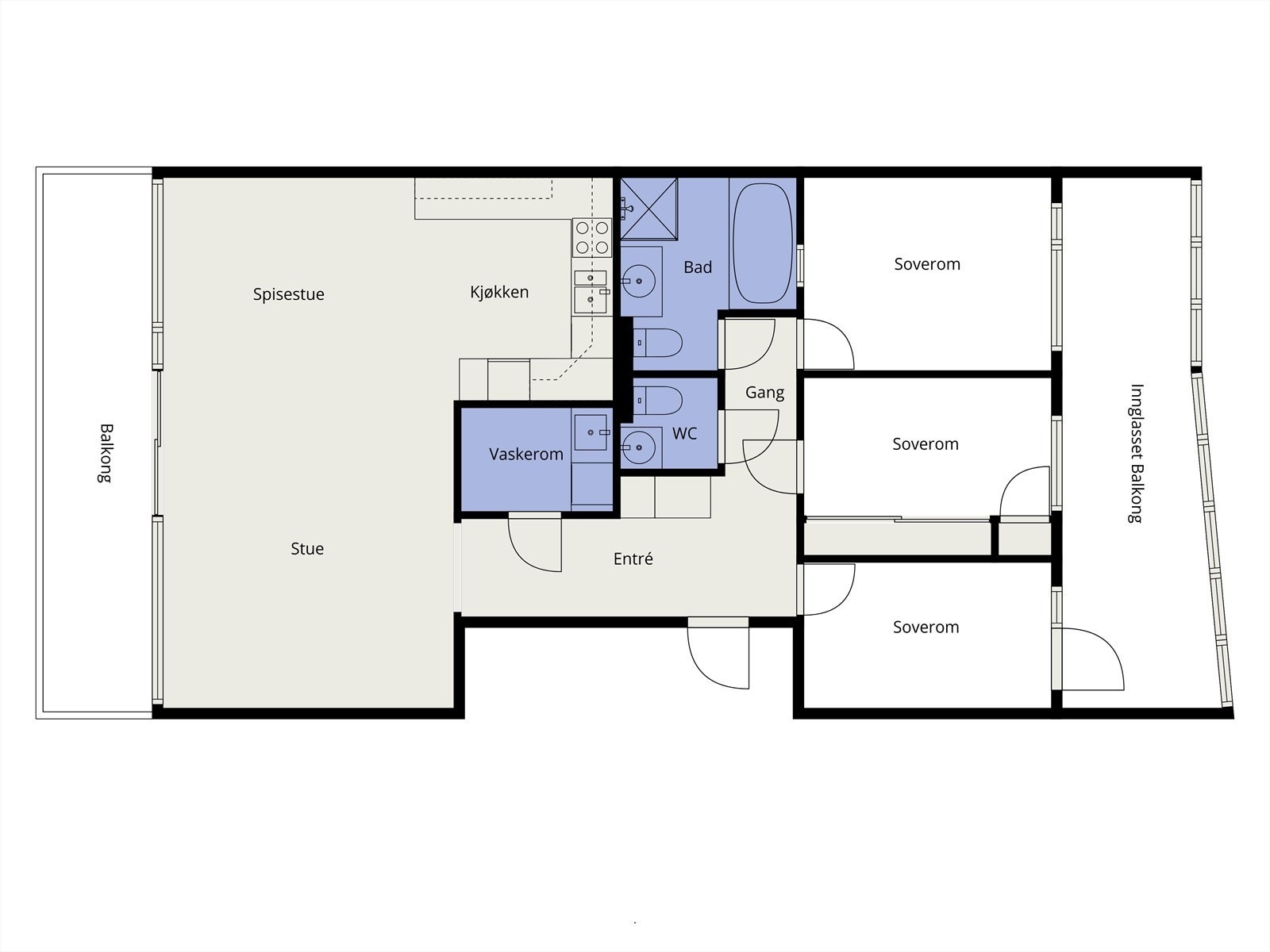 Plantegning. I tillegg er det ekstern bod i 1.etg. Galleribilde