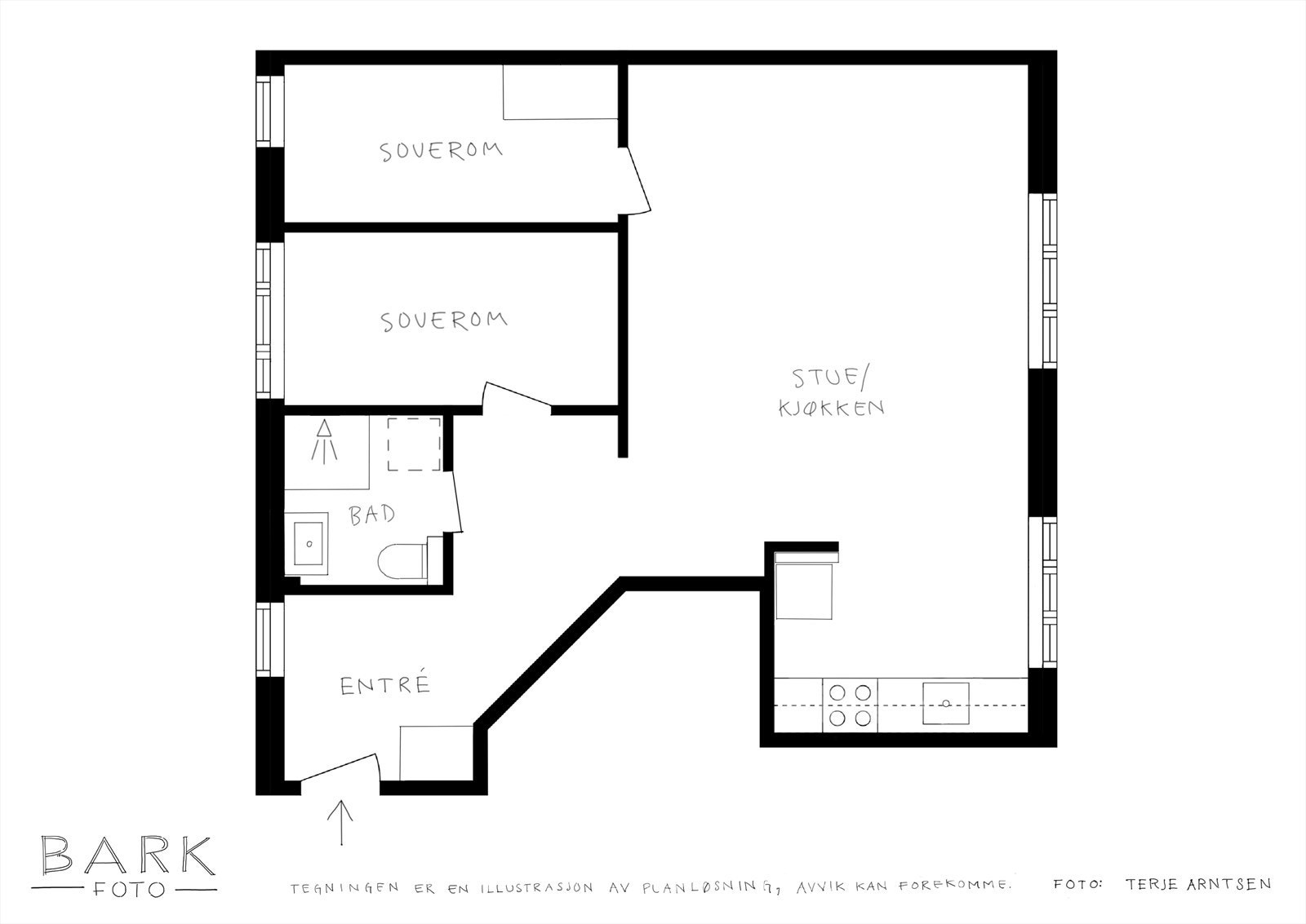 - Plantegning. I tillegg har leiligheten en ekstern bod - Galleribilde