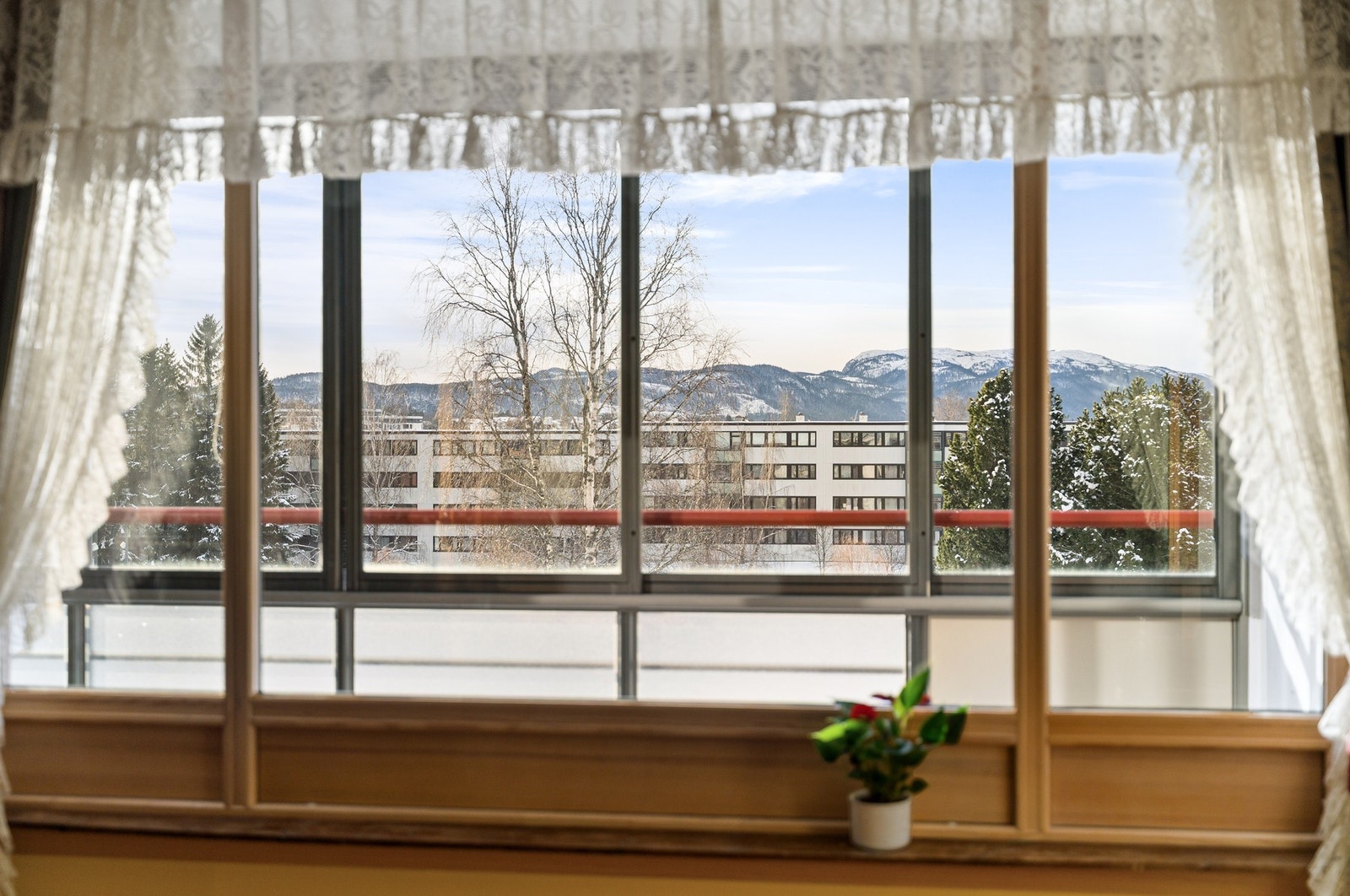 Boligen har store vindusflater som gir rikelig med naturlig belysning. Galleribilde