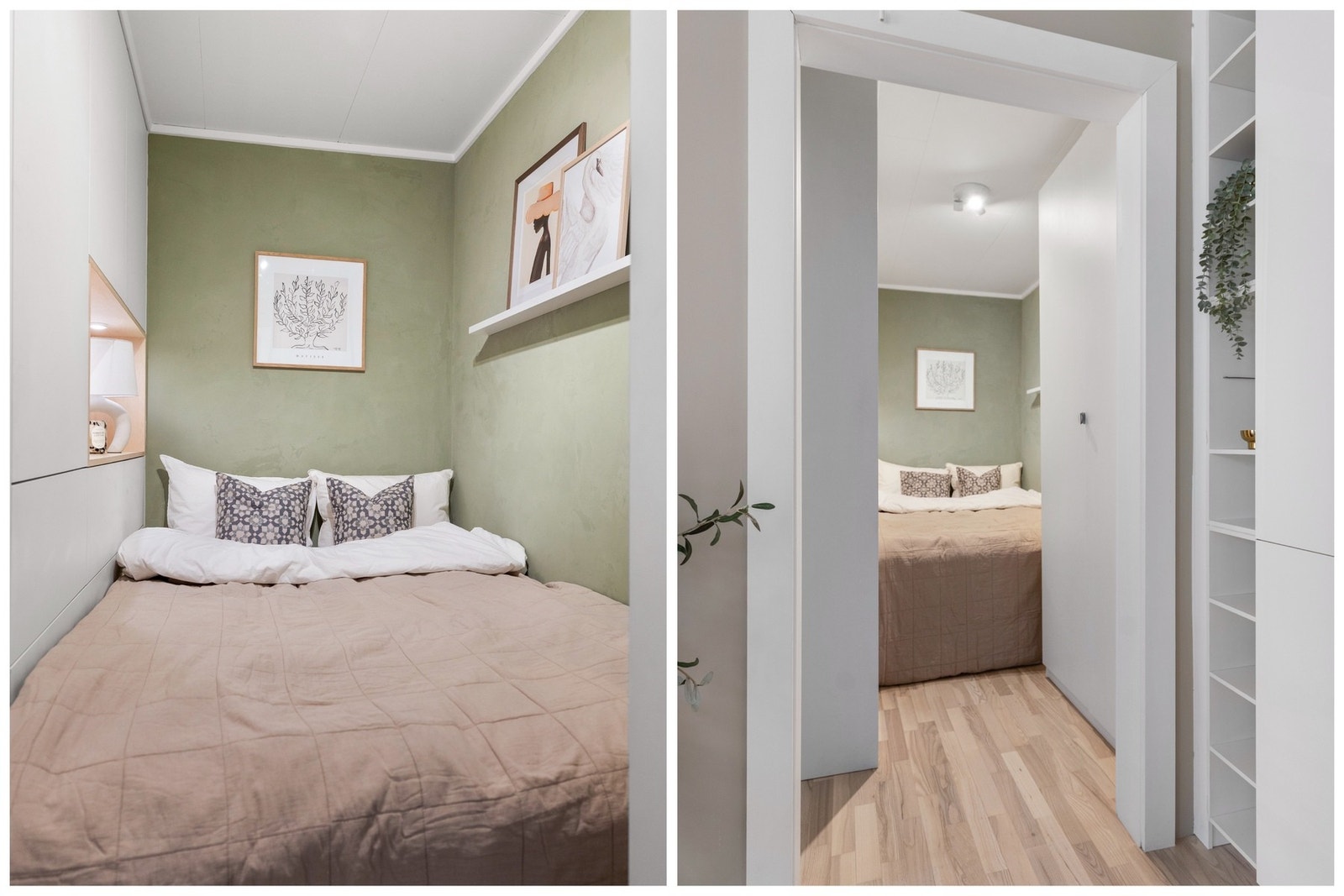 Den smarte alkoven gir leiligheten en tydelig og funksjonell soneinndeling. Galleribilde