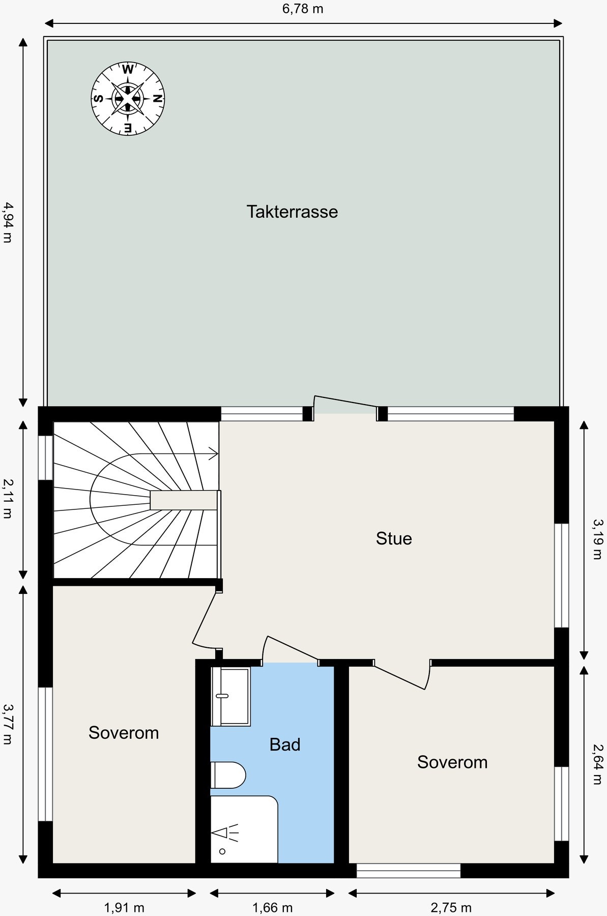 Plantegning 2. etasje (toppetasjen) Galleribilde