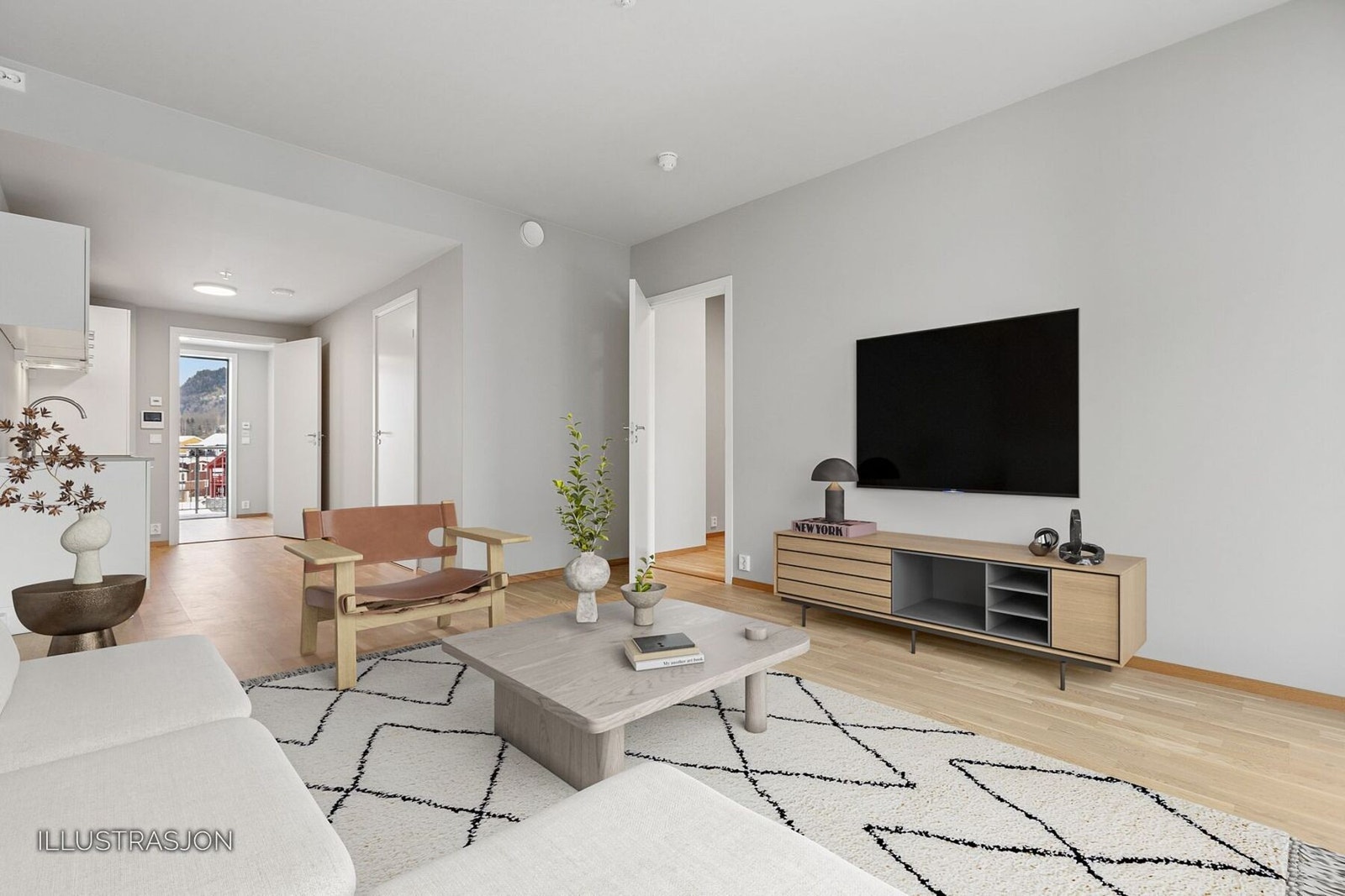 Leiligheten holder gjennomgående høy standard med tidsriktige materialvalg Galleribilde